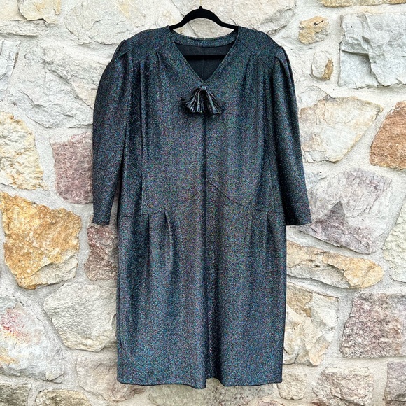 Super sparkly lurex knee length plus size party dress - Picture 7 of 7